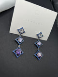 AndQ Purple Gradient Zircon Rhombus Drop Earrings