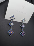 AndQ Purple Gradient Zircon Rhombus Drop Earrings
