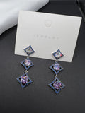 AndQ Purple Gradient Zircon Rhombus Drop Earrings