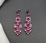 AndQ Rose Red Cloth Zircon Embedded Earrings