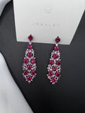 AndQ Rose Red Cloth Zircon Embedded Earrings