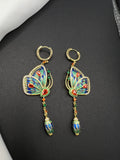 AndQ Enamel Butterflies Pendants Earrings