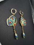 AndQ Enamel Butterflies Pendants Earrings