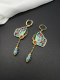 AndQ Enamel Butterflies Pendants Earrings