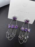 AndQ Hearts with U Chains Zircon Embedded Purple Earrings