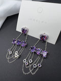 AndQ Hearts with U Chains Zircon Embedded Purple Earrings