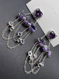 AndQ Hearts with U Chains Zircon Embedded Purple Earrings