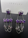 AndQ Hearts with U Chains Zircon Embedded Purple Earrings