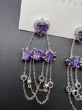 AndQ Hearts with U Chains Zircon Embedded Purple Earrings