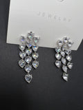 AndQ Hearts Tassels Zircon Embedded Earrings