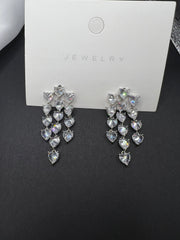 AndQ Hearts Tassels Zircon Embedded Earrings