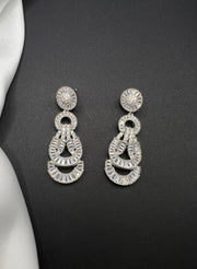 AndQ Ribbon Knot Zircon Embedded Earrings