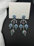 AndQ Zircon Turquoise micro Embedded Ethnic Style Tassels Earrings