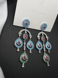 AndQ Zircon Turquoise micro Embedded Ethnic Style Tassels Earrings