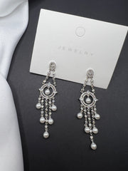 AndQ Zircon Embedded with Pearls Tassels Earrings