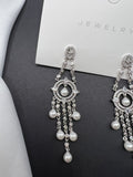 AndQ Zircon Embedded with Pearls Tassels Earrings