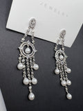AndQ Zircon Embedded with Pearls Tassels Earrings