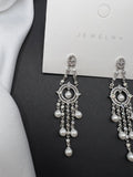 AndQ Zircon Embedded with Pearls Tassels Earrings