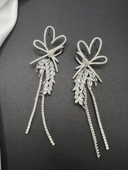 AndQ Heart Ear of Wheat Tassels Zircon Earrings
