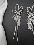 AndQ Heart Ear of Wheat Tassels Zircon Earrings