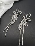 AndQ Heart Ear of Wheat Tassels Zircon Earrings
