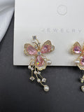 AndQ Pink Flower Zircon Embedded Fairy Earrings