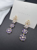AndQ Four Flowers Zircon Embedded Earrings