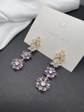 AndQ Four Flowers Zircon Embedded Earrings