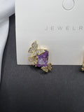 AndQ Purple Zircon Dancing Butterflies A-B type Tassel Stud Earrings