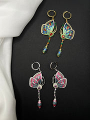 AndQ Enamel Butterflies Pendants Earrings