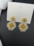 AndQ Handmade Weaving Shinny Flower Pendant Earrings