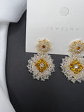 AndQ Handmade Weaving Shinny Flower Pendant Earrings