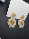 AndQ Handmade Weaving Shinny Flower Pendant Earrings