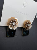 AndQ Handmade Flower and Zircon Earrings