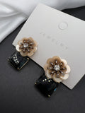 AndQ Handmade Flower and Zircon Earrings