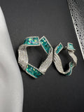AndQ Ribbon Zircon Micro Embedded and Enamel Studs Earrings