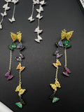AndQ Dancing Butterflies Zircon Embedded Tassel Earrings