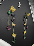 AndQ Dancing Butterflies Zircon Embedded Tassel Earrings