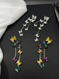 AndQ Dancing Butterflies Zircon Embedded Tassel Earrings