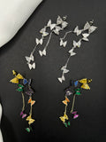 AndQ Dancing Butterflies Zircon Embedded Tassel Earrings