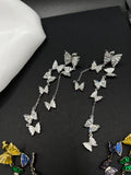 AndQ Dancing Butterflies Zircon Embedded Tassel Earrings