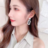 AndQ【BlingBling】Very Shinny Temperament Geometry Zircon Embedded with Pearls Earrings