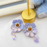 AndQ【Neverland】Fairy Handmade Purple Flowers Earrings