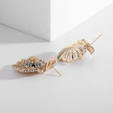 AndQ【The Feather of the Flower】Pistil Zircon Like Feather Earrings