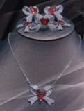 AndQ【Sweet Hearts】Double Knot bows Hearts Zircon Drop Earrings
