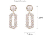 AndQ【BlingBling】Very Shinny Temperament Geometry Zircon Embedded with Pearls Earrings