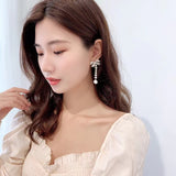 AndQ【Sweet Princess】Bowknot Hearts Drop with Pearls Earrings